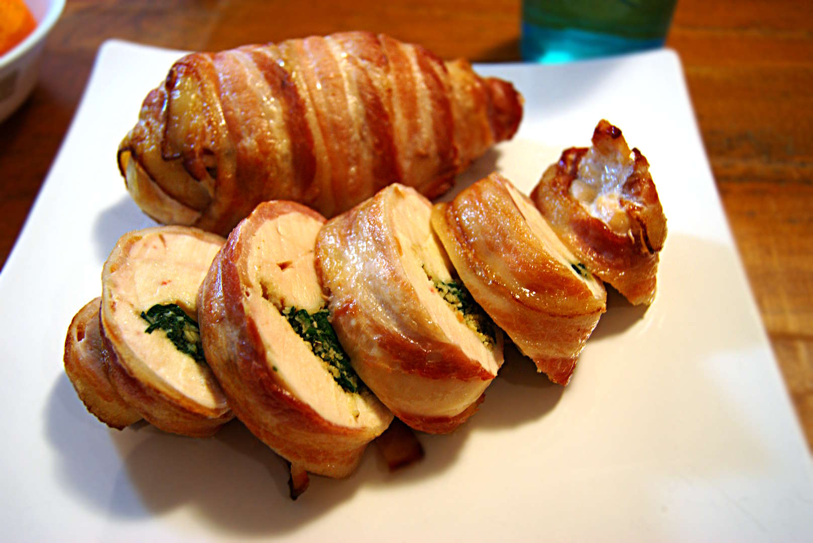 Bacon Wrapped Cheese and Spinach Stuffed Chicken Breast